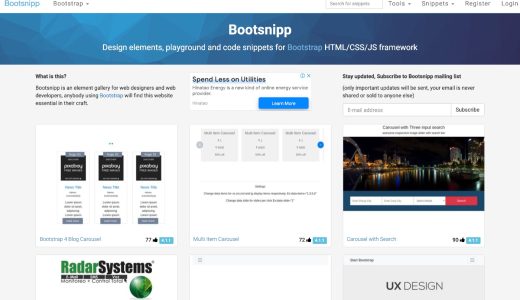 Bootstrapなど各フレームワークのスニペットが探せる「Bootsnipp」