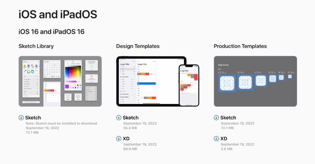 Appleが「iOS 16/iPadOS 16」と「macOS 13 Ventura」のAdobe XD/Sketch用のデザインテンプレートを公開